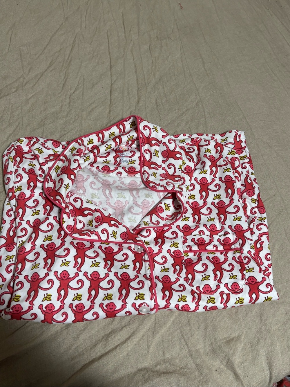 Roller Rabbit Pink Monkey Print Kids Pajama Set